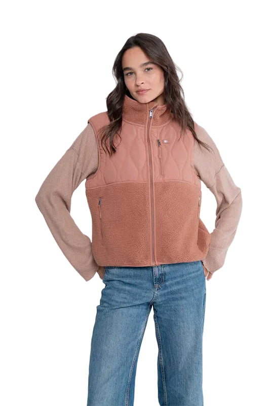 Chaqueta Sin Mangas Vest Mujer Solid - Terracota KAYA UNITE