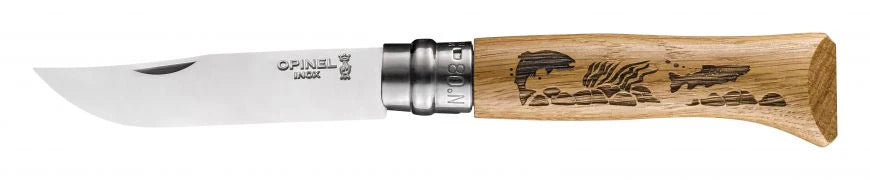 Cuchillo Opinel N°8 con grabado de truchas Opinel