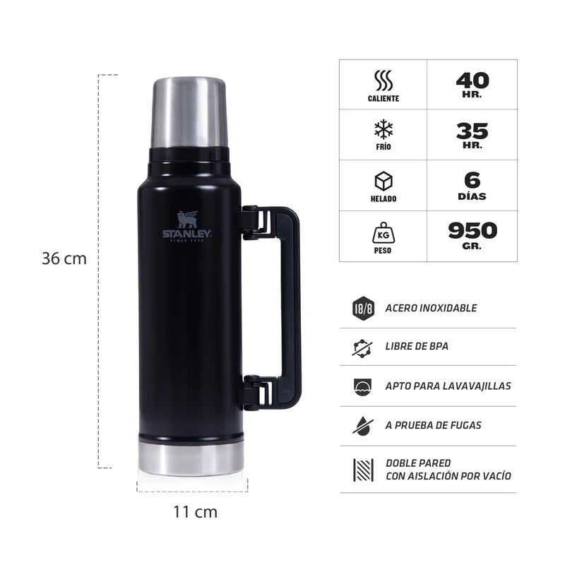 TERMO STANLEY CLASSIC BLACK | 1.4 LITROS STANLEY