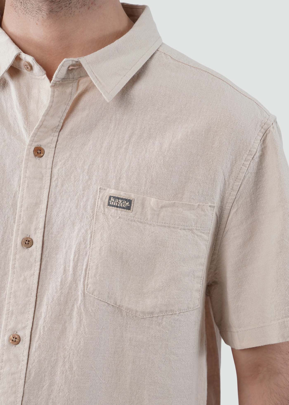 Camisa Hombre Lino - Sand KAYA UNITE