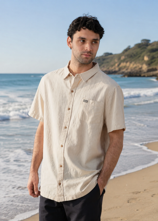 Camisa Hombre Lino - Sand KAYA UNITE