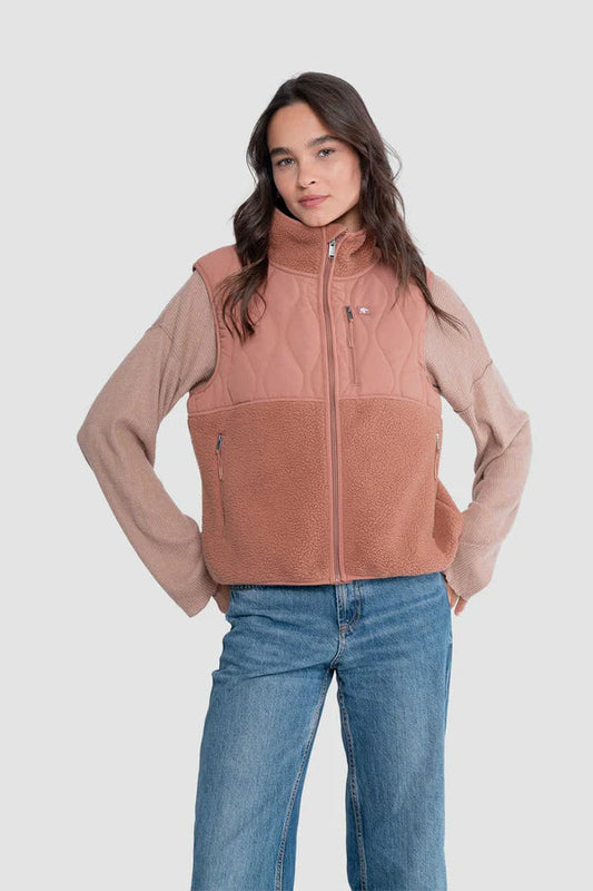 Chaqueta Sin Mangas Vest Mujer Solid - Terracota KAYA UNITE