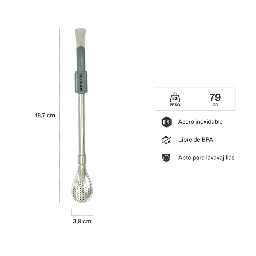 BOMBILLA PARA MATE DE CUCHARA VERDE STANLEY