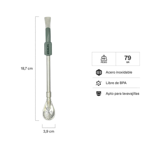 BOMBILLA PARA MATE DE CUCHARA VERDE STANLEY